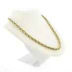 Gouden vossenstaartschakel collier met robijn en onyx, Gebruikt, Overige kleuren, Ophalen of Verzenden, Met edelsteen