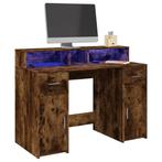vidaXL Bureau met LED-verlichting 120x55x91 cm hout gerookt, Verzenden, Nieuw