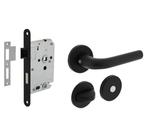 Intersteel deurbeslag set WC-Slot 63/8 mm zwart + deurklink, Verzenden, Nieuw