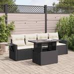 vidaXL 5-delige Loungeset met kussens poly rattan zwart, Verzenden, Nieuw, Rotan, Loungeset