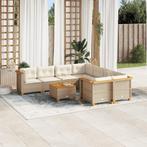 vidaXL 9-delige Loungeset met kussens poly rattan beige, Tuin en Terras, Tuinsets en Loungesets, Verzenden, Nieuw, Rotan, Loungeset