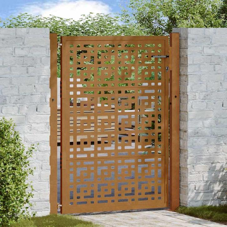 vidaXL Poort met kruisontwerp 100x125 cm weervast staal, Tuin en Terras, Tuinpoorten, Nieuw, Verzenden