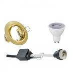LED Spot Set Dimbaar GU10 Rond 6W 3000K Mat Goud, Huis en Inrichting, Lampen | Spots, Metaal of Aluminium, Nieuw, Ophalen of Verzenden