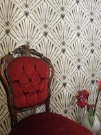 Art Deco stof met geometrisch waaierpatroon met vierkanten -