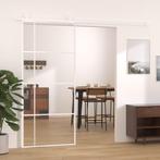 vidaXL Schuifdeur 90x205 cm ESG-glas en aluminium wit, Doe-het-zelf en Verbouw, Deuren en Horren, Verzenden, Nieuw