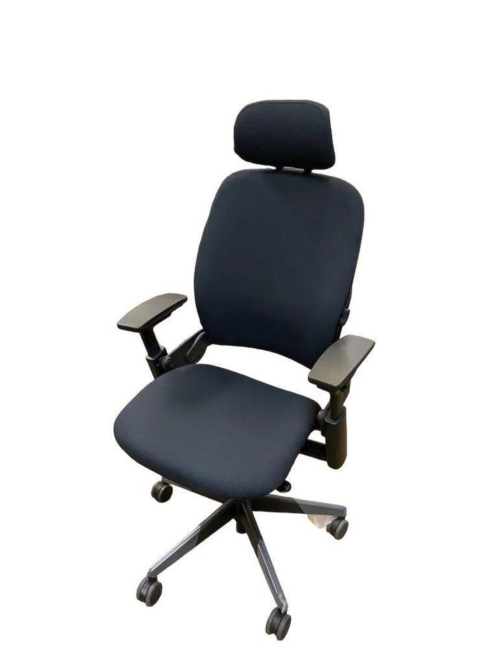 Steelcase Leap V2 Met Hoofsteun - Refurbished - Full Option, Huis en Inrichting, Bureaustoelen, Bureaustoel, Zwart, Zo goed als nieuw