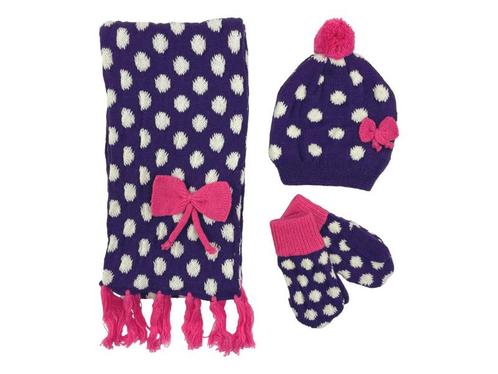 Winterset 3-delig - Stippen - Paars-Roze, Kinderen en Baby's, Kinderkleding | Schoenen en Sokken, Verzenden