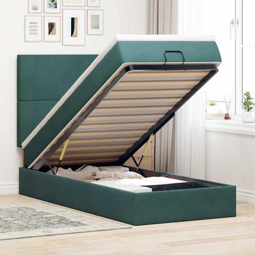 vidaXL Ottoman bed met matrassen 100x200cm fluweel, Huis en Inrichting, Slaapkamer | Bedden, 100 cm, 200 cm, Groen, Eenpersoons