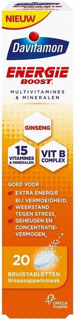 DAVITAMON ENERGIE BOOST SINAASAPPELSMAAK BRUISTABLETTEN KO.., Verzenden, Nieuw