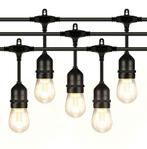 Solar prikkabel Chain met 15 warm witte led filament lampen, Tuin en Terras, Buitenverlichting, Kunststof, Verzenden, Minder dan 50 watt