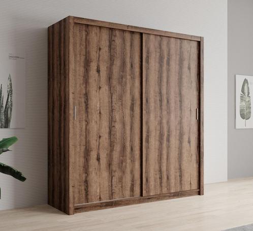 Kledingkast - Donker eiken - 200x62x215 - Met schuifdeuren, Huis en Inrichting, Kasten | Vitrinekasten, 50 tot 75 cm, Nieuw, 200 cm of meer