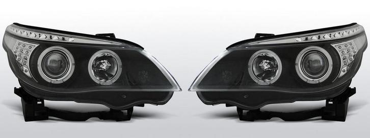 Koplampen Angel Eyes |BMW 5 Series E60/E61 2003-2004 | zwart, Auto-onderdelen, Verlichting, Nieuw, BMW, Verzenden