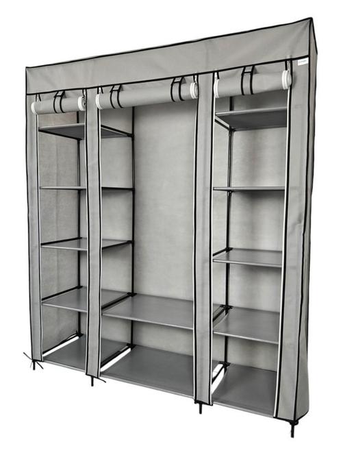 Opvouwbare Kledingkast | Campingkast | 144x44x170 | Grijs, Huis en Inrichting, Kasten | Kledingkasten, 25 tot 50 cm, Met deur(en)