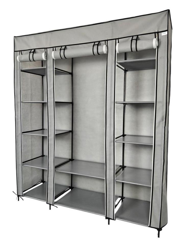Opvouwbare Kledingkast | Campingkast | 144x44x170 | Grijs, Huis en Inrichting, Kasten | Kledingkasten, 25 tot 50 cm, Met deur(en)