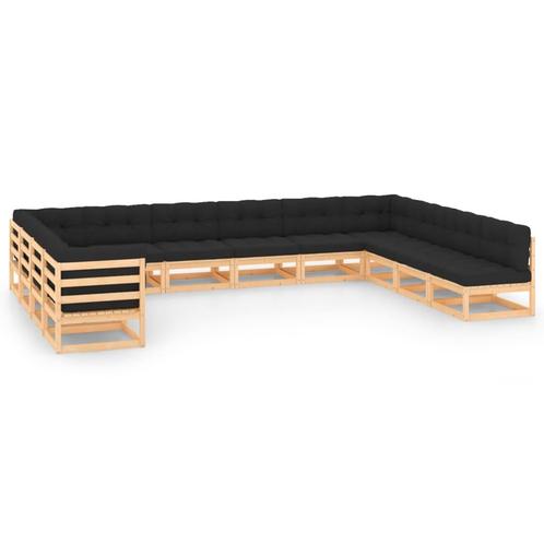 vidaXL 12-delige Loungeset met antracietkleurige kussens, Tuin en Terras, Tuinsets en Loungesets, Loungeset, Nieuw, Verzenden