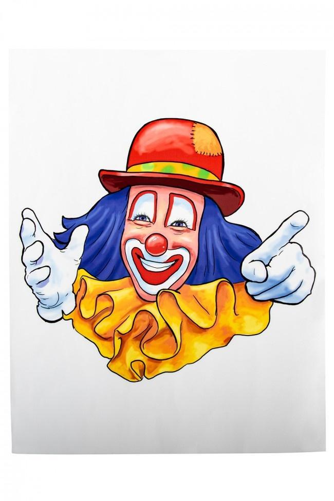 Raamsticker Clown Rode Hoed 40cm, Hobby en Vrije tijd, Feestartikelen, Nieuw, Verzenden