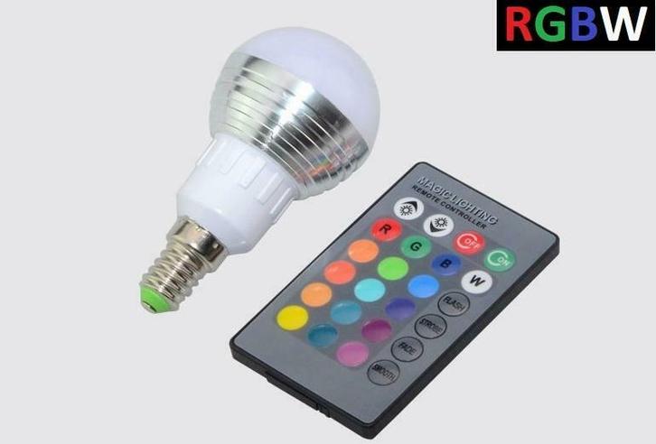 LED Bollamp RGB + Koel Wit - 5 Watt - E14, Huis en Inrichting, Lampen | Losse lampen, Nieuw, Ophalen of Verzenden