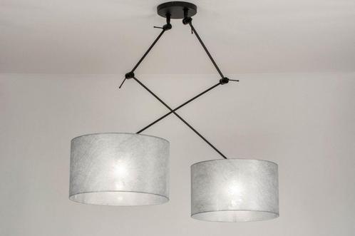 Rietveld Hanglampen - Zwart, Zilvergrijs - Stof, Metaal, Huis en Inrichting, Lampen | Hanglampen, Verzenden