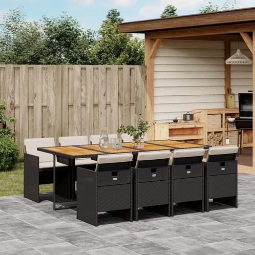 vidaXL 9-delige Tuinset poly rattan zwart, Tuin en Terras, Tuinsets en Loungesets, Tuinset, Nieuw, 8 zitplaatsen, Rotan, Verzenden