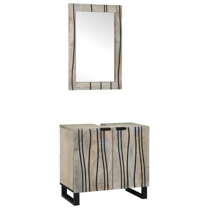 vidaXL Badkamermeubelset met plank 2 pcs Wit 62 x 33 x 58 cm, Huis en Inrichting, Badkamer | Badkamermeubels, Nieuw, Verzenden