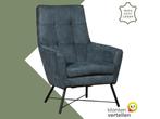 Leren fauteuil Proud - Kenia Denim (blauw), Nieuw, Ophalen of Verzenden, 75 tot 100 cm, Industrieel, Modern