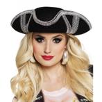 Driesteek hoed zwart met zilver - Piraten hoeden, Nieuw, Verzenden