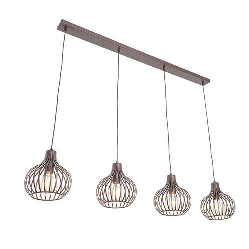 Moderne hanglamp bruin 4-lichts - Saffira, Huis en Inrichting, Lampen | Hanglampen