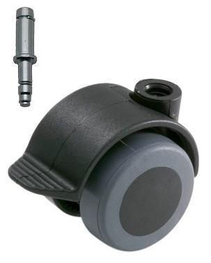 Meubelwiel Zwart Zacht + Rem 40 mm Stift 10 mm, Doe-het-zelf en Verbouw, Zwenkwielen, Nieuw, Ophalen of Verzenden