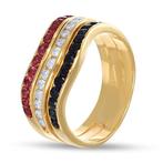 Ring - 18 karaat Geel goud, Robijnen - Saffieren - Diamanten, Nieuw