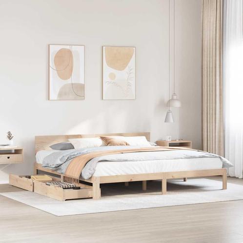 vidaXL Bedframe met lades massief grenenhout 180x200 cm, Huis en Inrichting, Slaapkamer | Bedden, 80 cm, 200 cm, Bruin, Eenpersoons