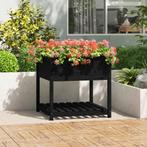 vidaXL Plantenbak met schap 82,5x82,5x81 cm massief, Verzenden, Nieuw, Hout, 60 cm of meer