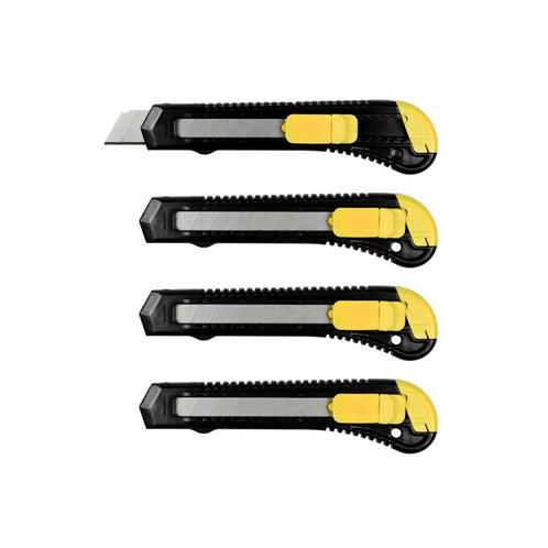 Benson Brede afbreekmessen - scherp - 4 stuks - zwart/geel, Doe-het-zelf en Verbouw, Gereedschap | Handgereedschap, Nieuw, Ophalen of Verzenden