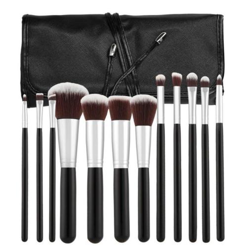 Luxe Make-up Brush Set Zwart - 12 pcs, Sieraden, Tassen en Uiterlijk, Uiterlijk | Cosmetica en Make-up, Make-up, Nieuw, Ophalen of Verzenden