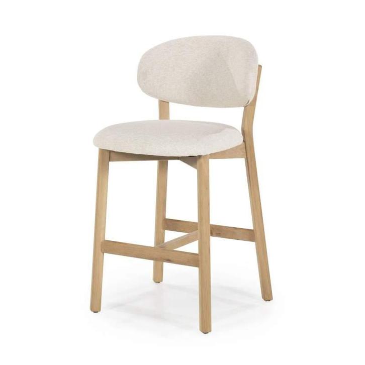 Barstoel Mikky Naturel - Beige Moon - 96256 - barkruk/stoel, Huis en Inrichting, Stoelen, Nieuw, Stof