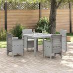 vidaXL Tuin Eetset 5 pcs Lichtgrijs Polt riet, Verzenden, Nieuw, Rotan