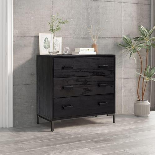 vidaXL Ladekast 75x35x70 cm massief grenenhout zwart, Kinderen en Baby's, Kinderkamer | Commodes en Kasten, Nieuw, Verzenden