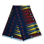 VLISCO stof Hollandais Afrikaanse Wax print - Blauw / Rode P, Hobby en Vrije tijd, Stoffen en Lappen, Ophalen of Verzenden, Nieuw