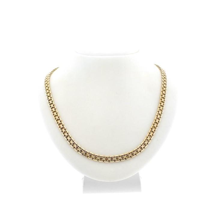 Gouden platte fantasieketting, Sieraden, Tassen en Uiterlijk, Kettingen, Overige kleuren, Gebruikt, Goud, Ophalen of Verzenden