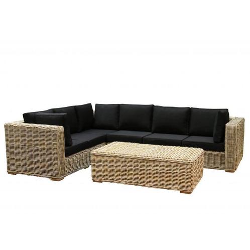 Nissah XL hoek loungeset  3-delig naturel rotan (links), Tuin en Terras, Tuinsets en Loungesets, Nieuw, Ophalen of Verzenden