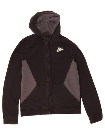 NIKE Boys Zip Hoodie Sweater 13-14 Years XL Black beschikbaar voor biedingen