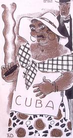 Spotprent over de Cubaanse revolutie in 1933 (lijst optie), Antiek en Kunst, Kunst | Litho's en Zeefdrukken, Verzenden