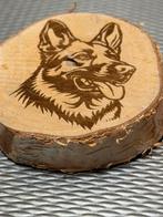 Houtschijf met lasergravure dier, Verzenden, Nieuw