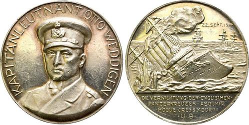 Zilver medaille Versenkung der Panzerkreuzer 1914 Eerste..., Postzegels en Munten, Penningen en Medailles, Verzenden