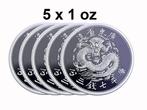 China. 5 x 1 oz Titanium Chinese Kwang Tung Dragon BU