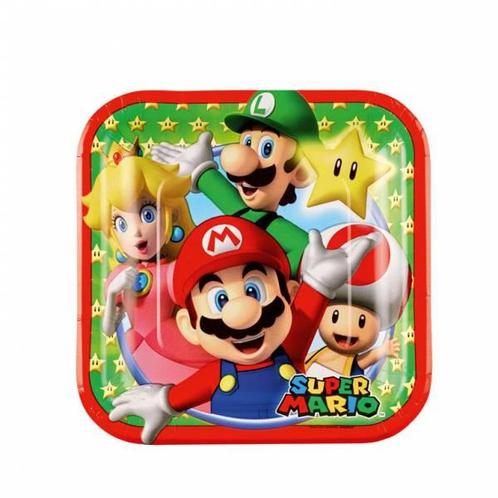 Super Mario gebakbordjes 18cm 8 stuks, Hobby en Vrije tijd, Feestartikelen, Nieuw, Ophalen of Verzenden
