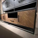 Tv-meubel Vinito - eiken fineer naturel - Pronto Wonen, Ophalen of Verzenden, Nieuw, 150 tot 200 cm, Industrieel