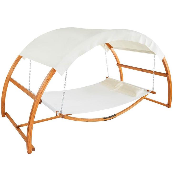 Hangmat Locarno voor 2 personen 328x160x171,5cm - teak, Tuin en Terras, Overige Tuin en Terras, Verzenden