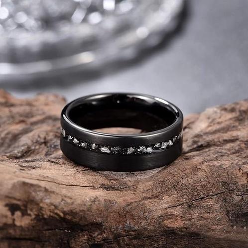 TUNGSTEN RING met METEORIET INLEG. Handgemaakt. Het beste, Verzamelen, Mineralen en Fossielen