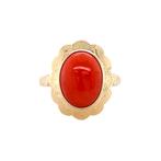 Gouden vintage ring met bloedkoraal 14 krt, Sieraden, Tassen en Uiterlijk, Ringen, Ophalen of Verzenden, Nieuw