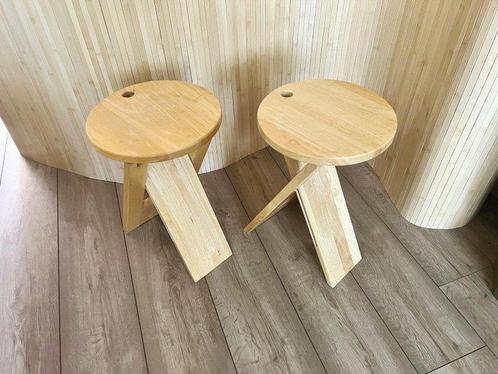 Kruk - Beuken - Twee opvouwbare krukken, Antiek en Kunst, Kunst | Designobjecten